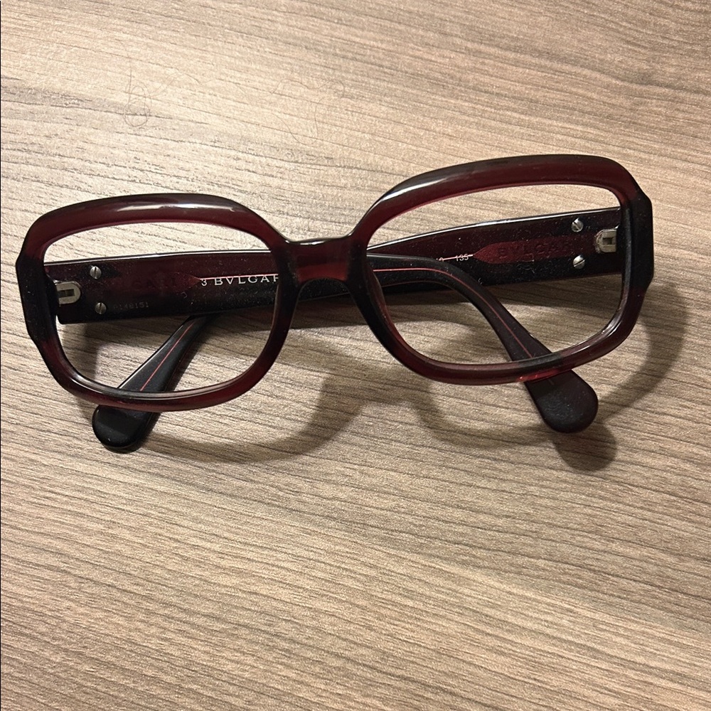 Authentic BVLGARI 817 Burgundy Acetate Eyeglass Frames - Made in Italy